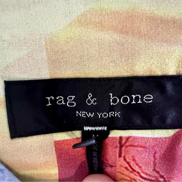 Rag & Bone Hawaiian button down shirt size medium yellow blue assorted pattern - Picture 5 of 5